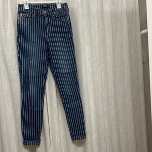 Chaps Women's Navy Pinstripe Skinny Jeans